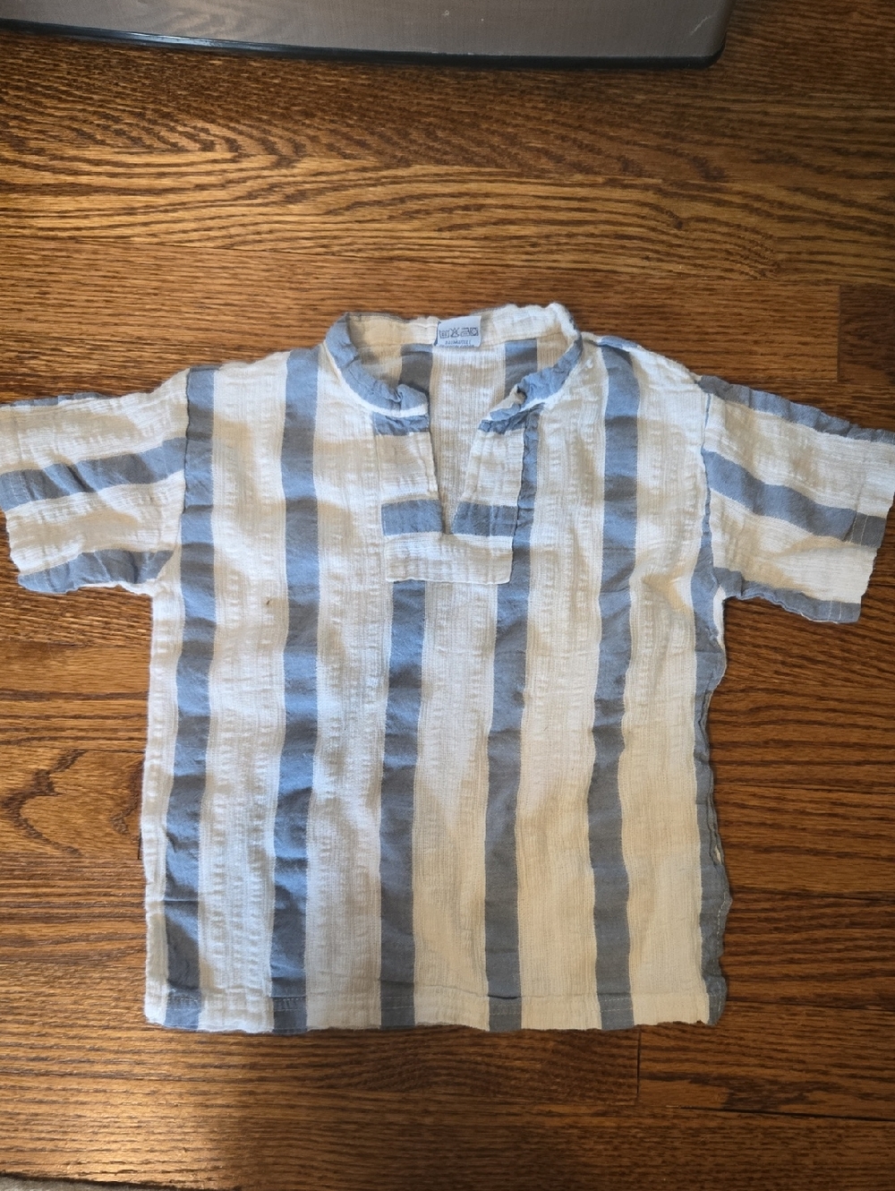 Greek Striped 100% Cotton Short-Sleeve Kids Shirt - Blue & White
